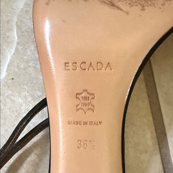 Escada Black Satin Heels with Crystal Embellishments – Size 36.5 (Made in Italy - Picture 11 of 15